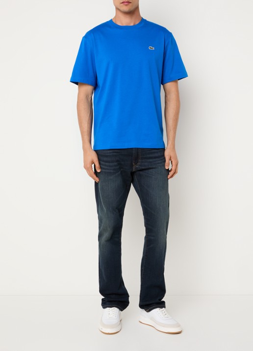 Lacoste T-shirt met logoborduring  - voorkant 2 kobaltblauw