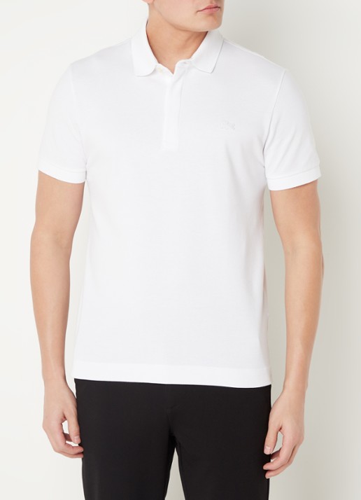 Lacoste Tone-On-Tone regular fit polo van piqué katoen - detail 4 wit