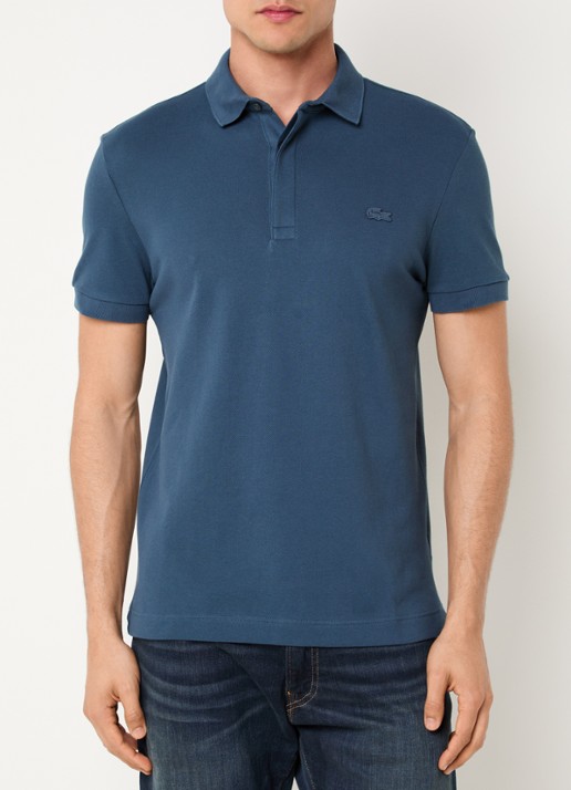 Lacoste Tone-On-Tone regular fit polo van piqué katoen - detail 4 petrol
