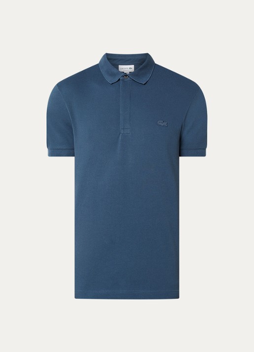 Lacoste Tone-On-Tone regular fit polo van piqué katoen - voorkant 2 petrol