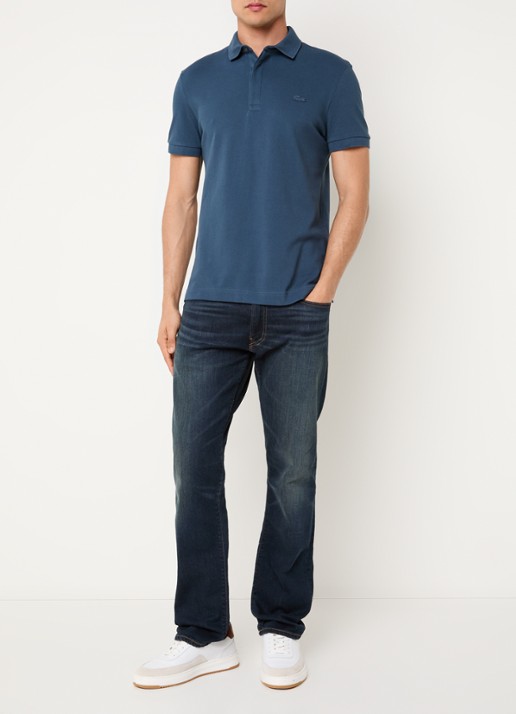 Lacoste Tone-On-Tone regular fit polo van piqué katoen - voorkant 3 petrol