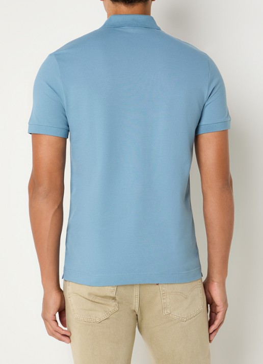 Lacoste Tone-On-Tone regular fit polo van piqué katoen - achterkant blauw