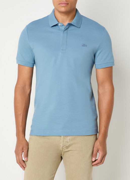 Lacoste Tone-On-Tone regular fit polo van piqué katoen - detail 2 blauw