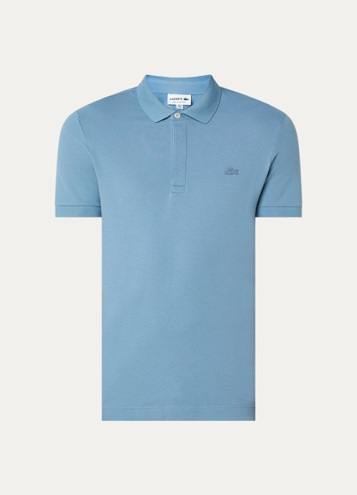 Lacoste Tone-On-Tone regular fit polo van piqué katoen - voorkant 3 blauw