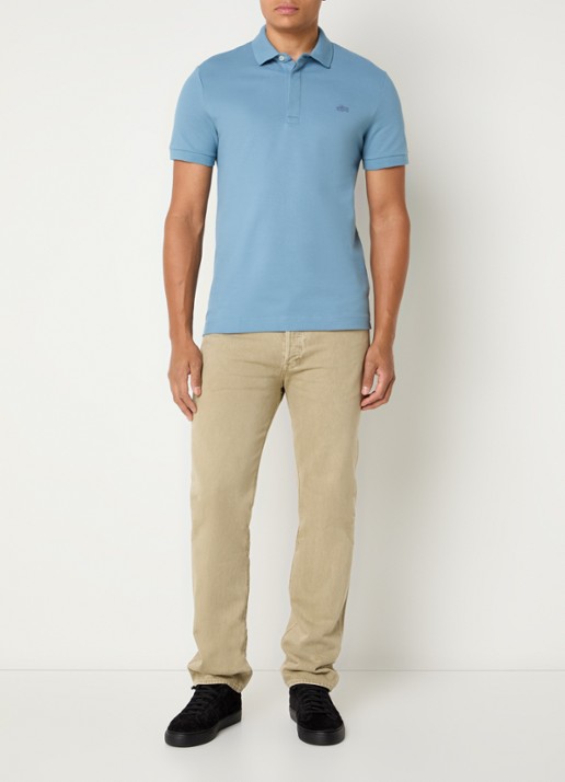 Lacoste Tone-On-Tone regular fit polo van piqué katoen - voorkant 4 blauw