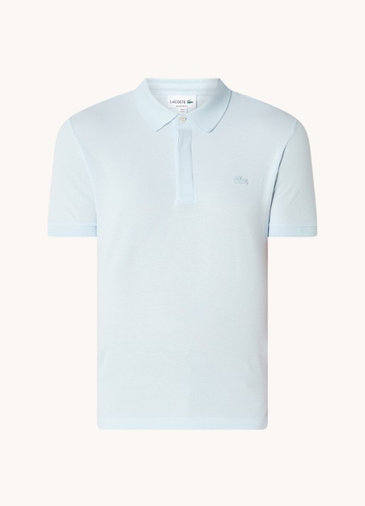Lacoste Tone-On-Tone regular fit polo van piqué katoen - voorkant lichtblauw