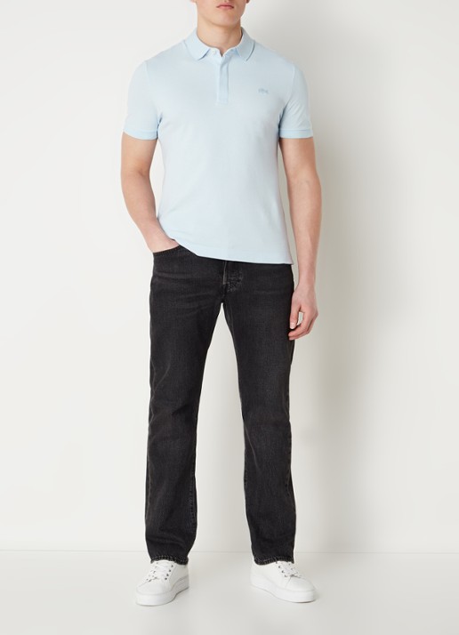 Lacoste Tone-On-Tone regular fit polo van piqué katoen - voorkant 2 lichtblauw