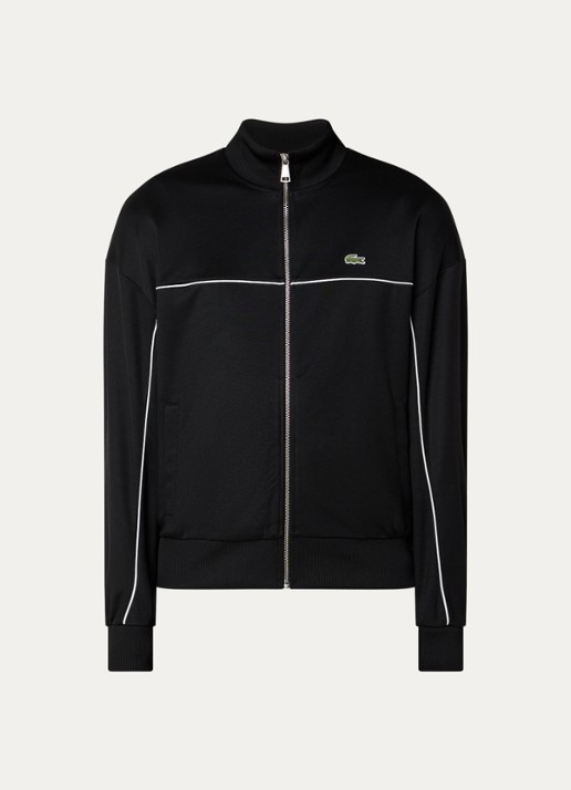 Lacoste Trackvest met logo en steekzakken - voorkant 3 zwart