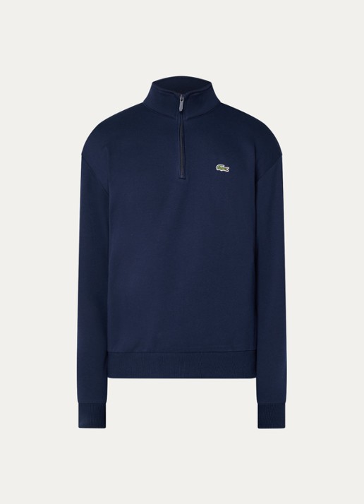 Lacoste Trui met halve rits - voorkant 2 donkerblauw