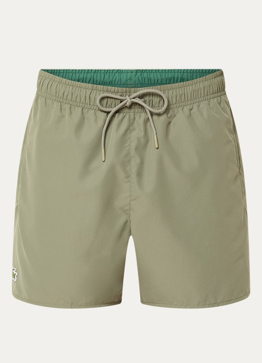 Lacoste Uni zwemshorts met logo en steekzakken - voorkant khaki