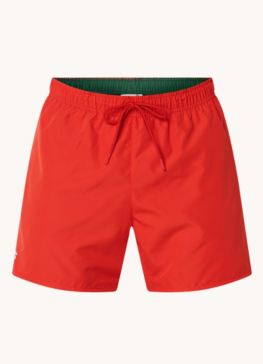 Lacoste Uni zwemshorts met logo en steekzakken - voorkant 3 steenrood
