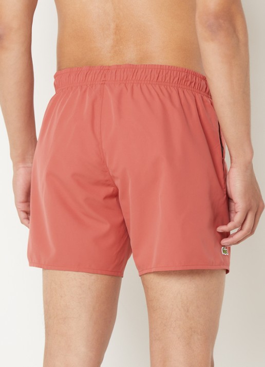 Lacoste Uni zwemshorts met logo en steekzakken - achterkant koraalroze