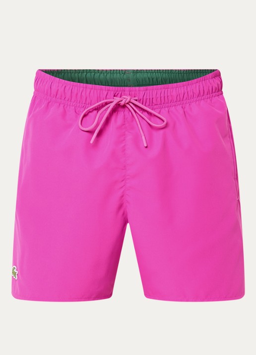 Lacoste Uni zwemshorts met logo en steekzakken - voorkant fuchsia