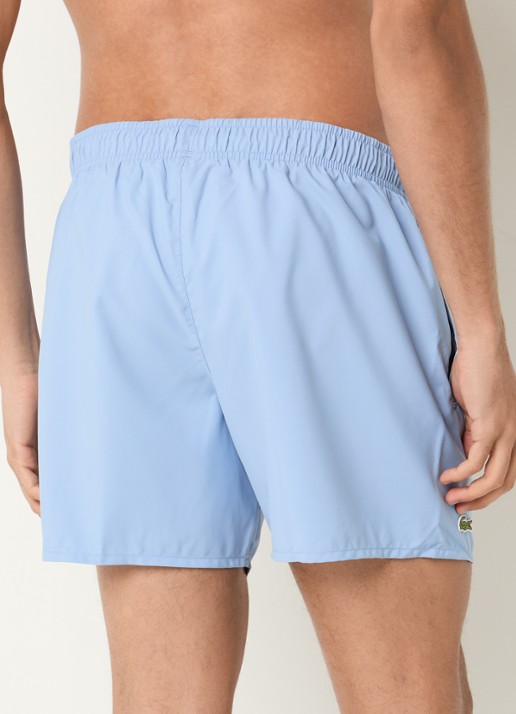 Lacoste Uni zwemshorts met logo en steekzakken - achterkant 3 lichtblauw