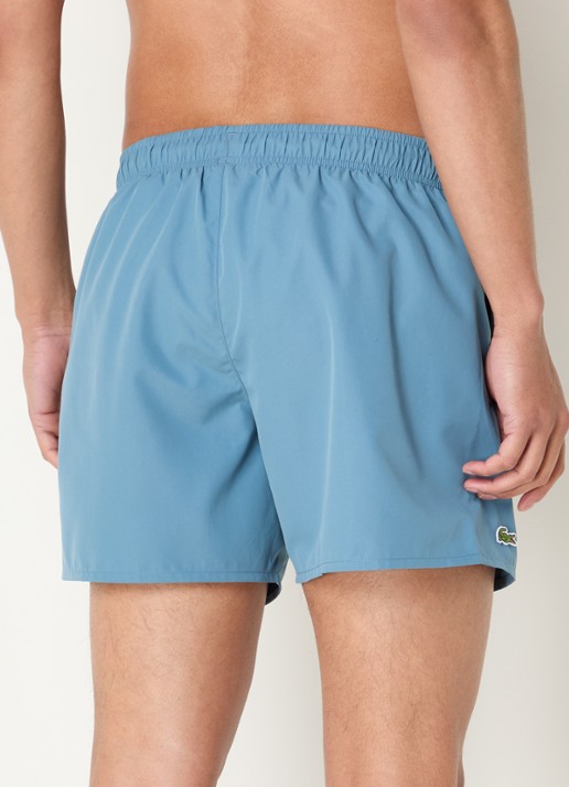 Lacoste Uni zwemshorts met logo en steekzakken - achterkant blauwgrijs