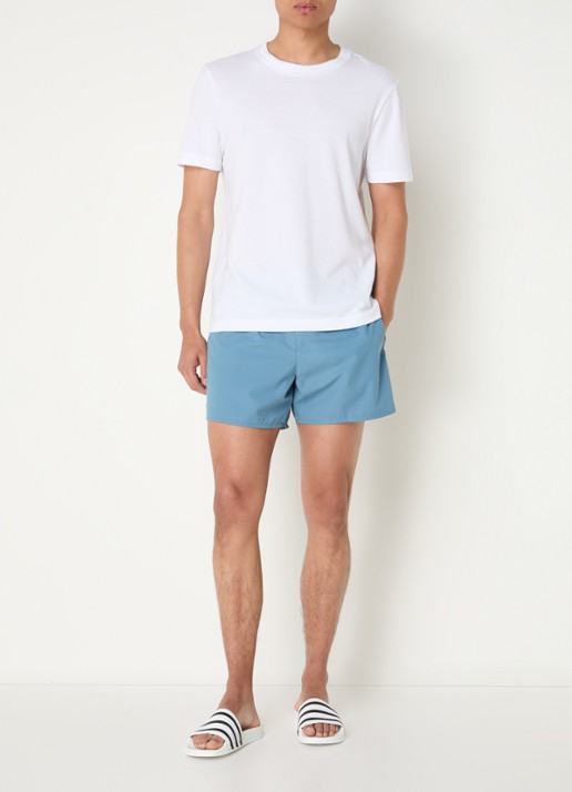 Lacoste Uni zwemshorts met logo en steekzakken - voorkant 3 blauwgrijs
