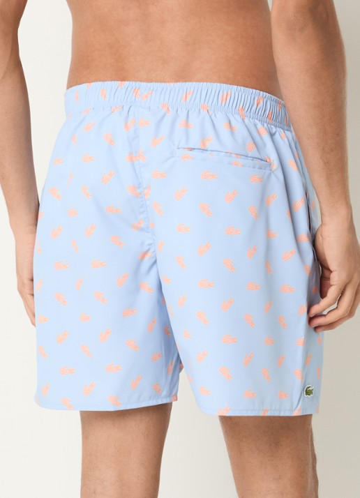 Lacoste Uni zwemshorts met logo en steekzakken - achterkant staalblauw