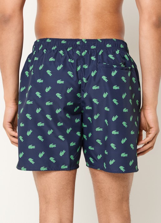 Lacoste Uni zwemshorts met logo en steekzakken - achterkant donkerblauw