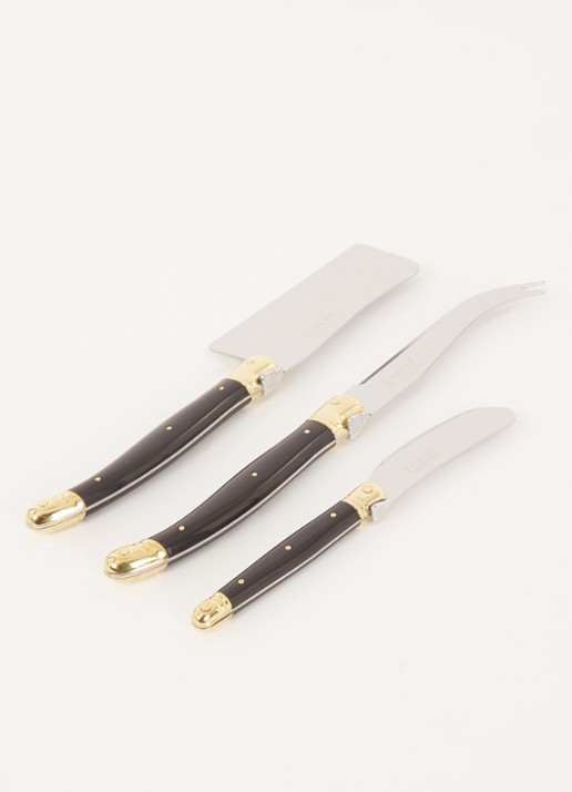 Laguiole Jean Dubost Kaasmes set 3-delig - voorkant 2 zwart