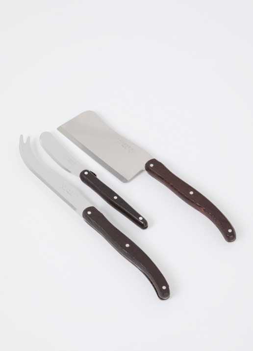 Laguiole Jean Dubost Kaasmes set 3-delig - voorkant 2 donkerbruin