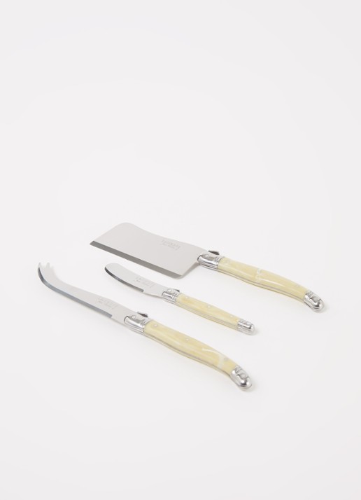Laguiole Jean Dubost Kaasmes set van 3  - voorkant 2 vanillegeel