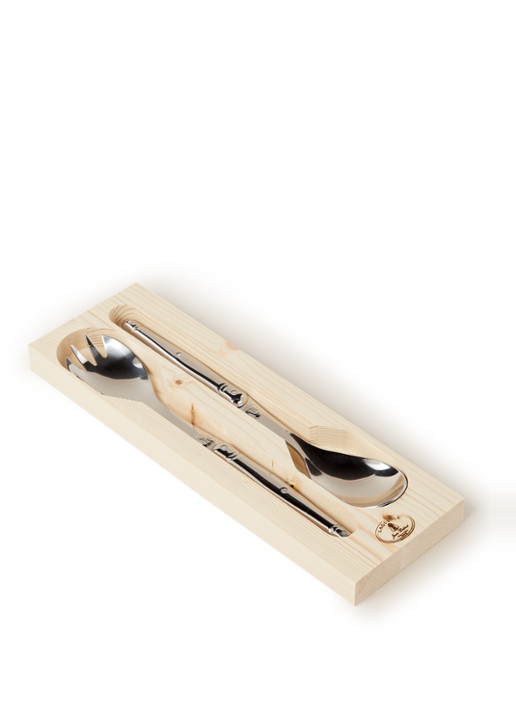 Laguiole Jean Dubost Saladebestek 2-delig - voorkant zilver