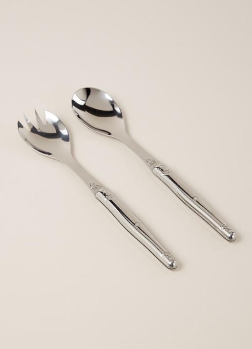 Laguiole Jean Dubost Saladebestek 2-delig - voorkant 2 zilver