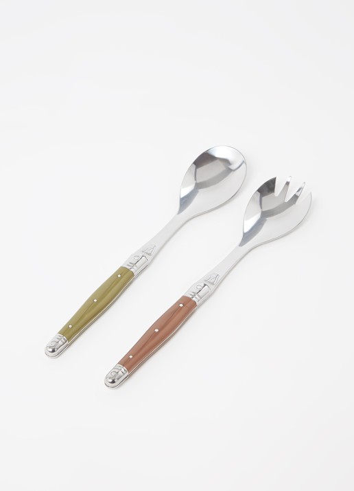 Laguiole Jean Dubost Saladebestek 2-delig - voorkant 3 lichtbruin
