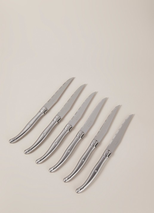 Laguiole Jean Dubost Steakmes set van 6 - voorkant 2 zilver