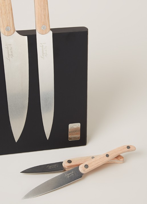 Laguiole Style de Vie Innovation Line magnetisch messenblok met messenset 5-delig - detail creme