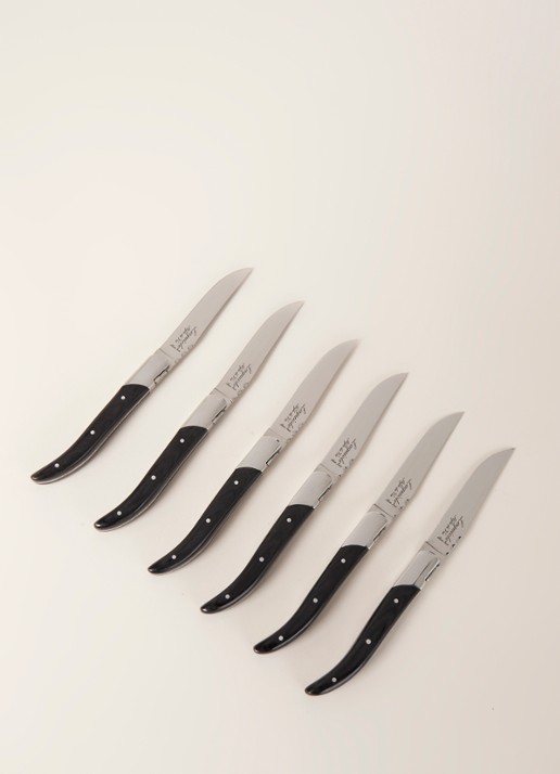 Laguiole Style de Vie Luxury Line steakmes set van 6 - voorkant 2 zwart