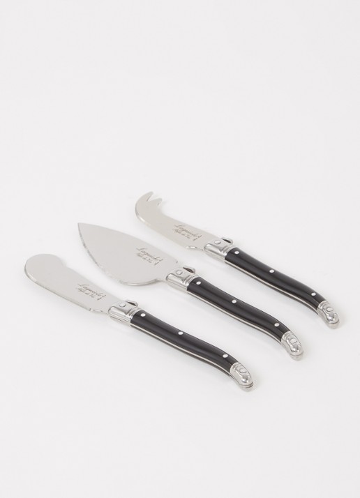 Laguiole Style de Vie Premium Line kaasmes set van 3 - voorkant 2 zwart