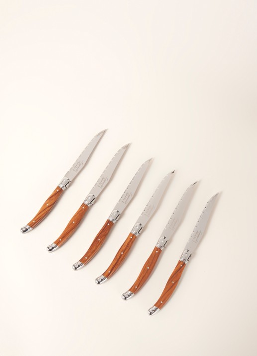 Laguiole Style de Vie Premium Line steakmes set van 6 - voorkant 2 bruin