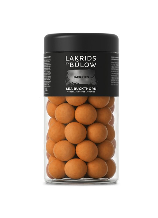 Lakrids by Bülow Regular Sea Buckthorn Halloween 2026 drop met chocolade 270 gram - voorkant beige