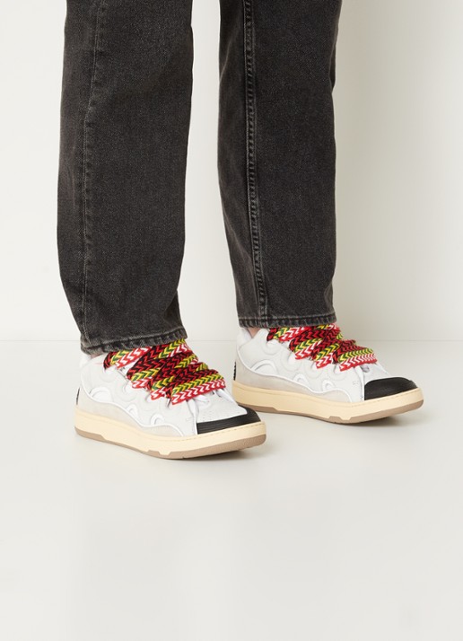 Lanvin Curb sneaker met leren details - voorkant 2 wit