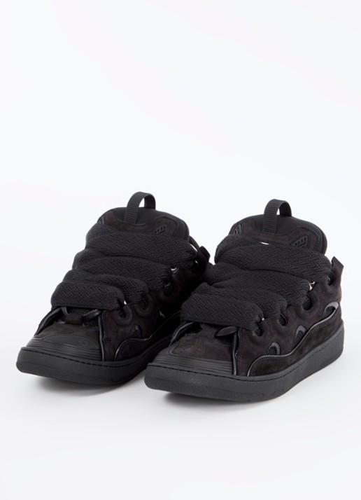 Lanvin Curb sneaker van kalfsleer met mesh details - detail zwart
