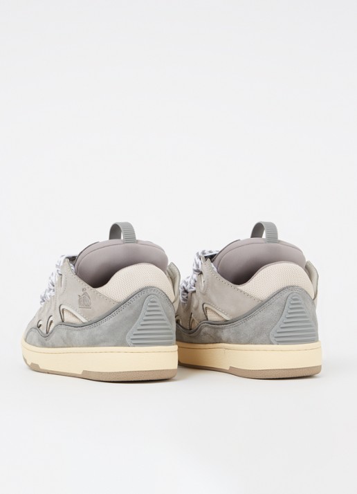 Lanvin Curb sneaker van kalfsleer met suède details  - achterkant 2 grijs