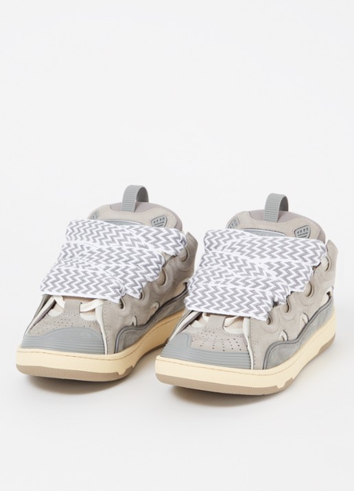 Lanvin Curb sneaker van kalfsleer met suède details  - detail 3 grijs