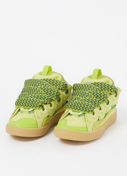 Lanvin Curb sneaker van kalfsleer met suède details  - detail 3 lime