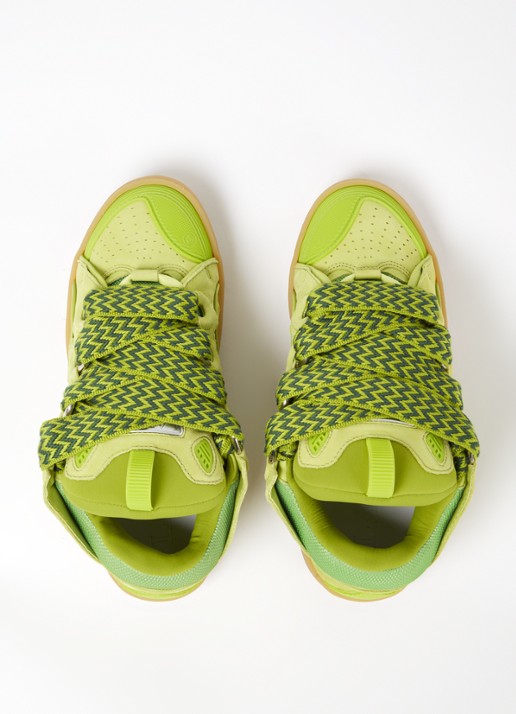 Lanvin Curb sneaker van kalfsleer met suède details  - detail 4 lime