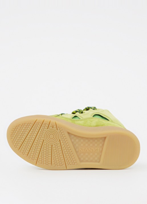 Lanvin Curb sneaker van kalfsleer met suède details  - detail 5 lime