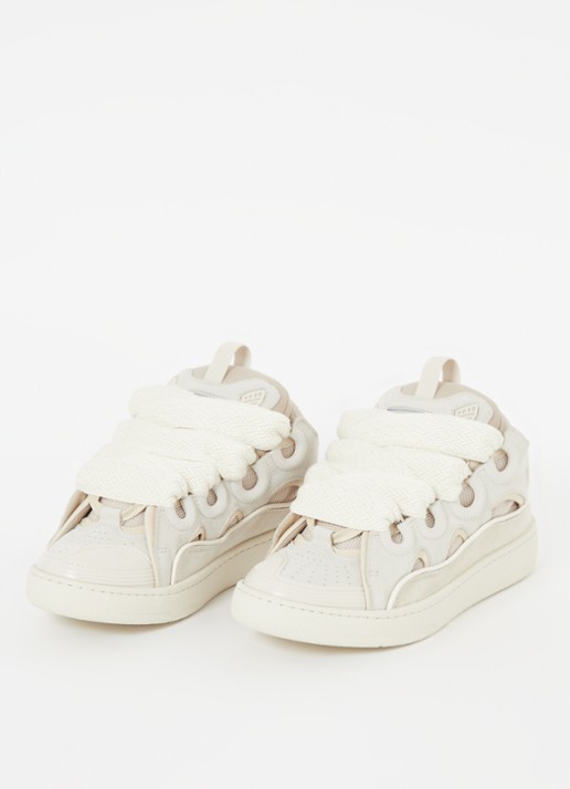 Lanvin Curb sneaker van kalfsleer met suède details - detail 2 beige