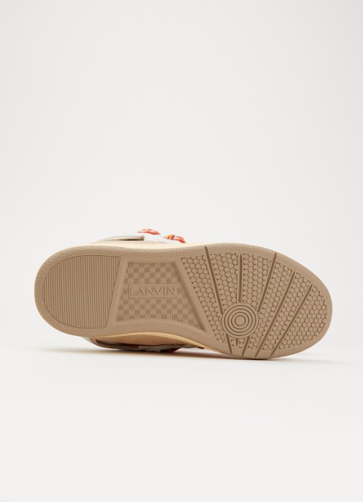 Lanvin Curb sneaker van kalfsleer met suède details - detail 6 abrikoos