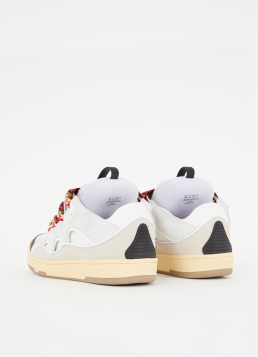 Lanvin Curb sneaker van kalfssuède met mesh details - achterkant 3 lichtgrijs