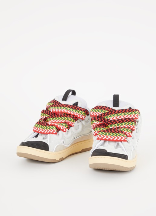 Lanvin Curb sneaker van kalfssuède met mesh details - detail 4 lichtgrijs