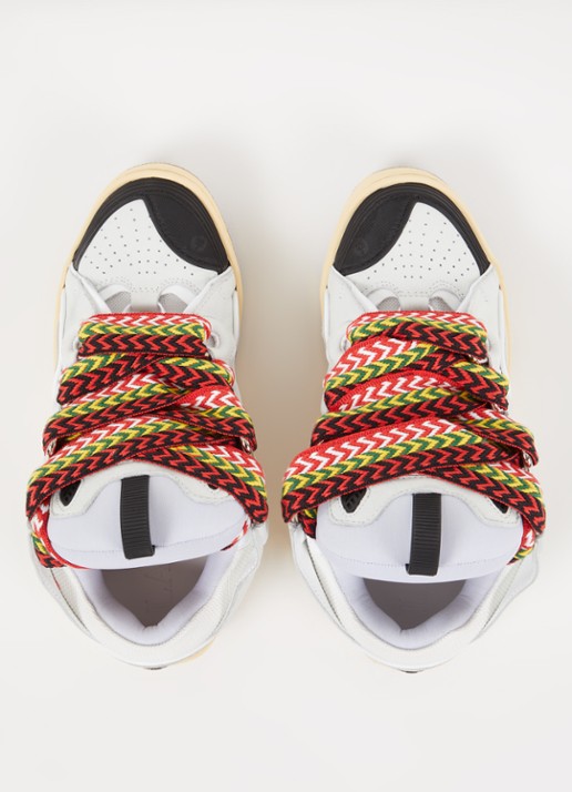 Lanvin Curb sneaker van kalfssuède met mesh details - detail 5 lichtgrijs