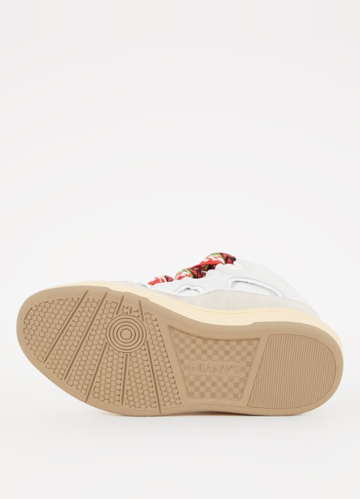 Lanvin Curb sneaker van kalfssuède met mesh details - detail 6 lichtgrijs