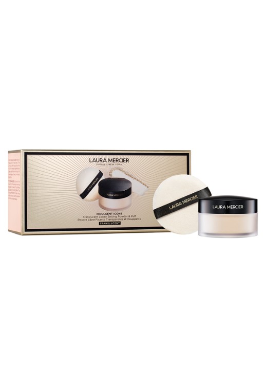 Laura Mercier Indulgent Icons Translucent Loose Setting Powder + Puff - Limited Edition make-up set - voorkant 2 translucent