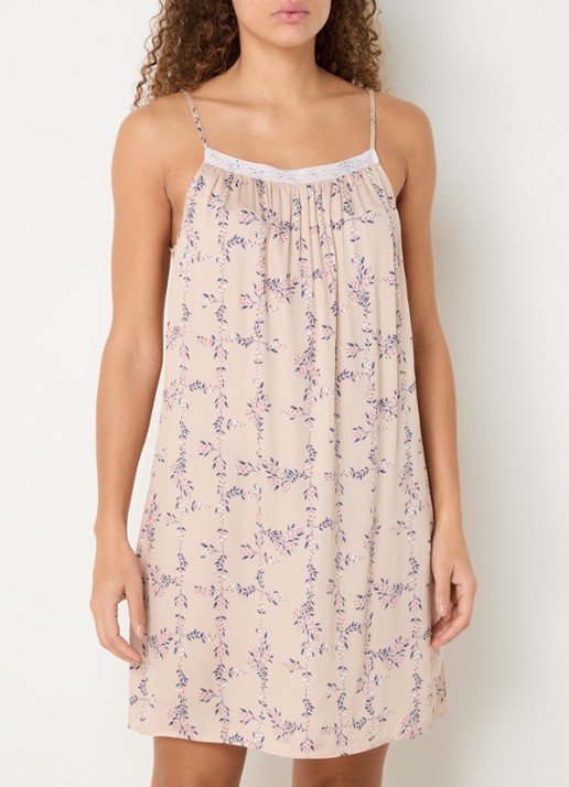 Laurence Tavernier Manon nachthemd met bloemenprint - detail 6 beige