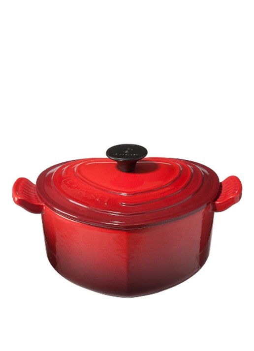 Le Creuset Braad/stoofpan in hartvorm - voorkant 2 rood